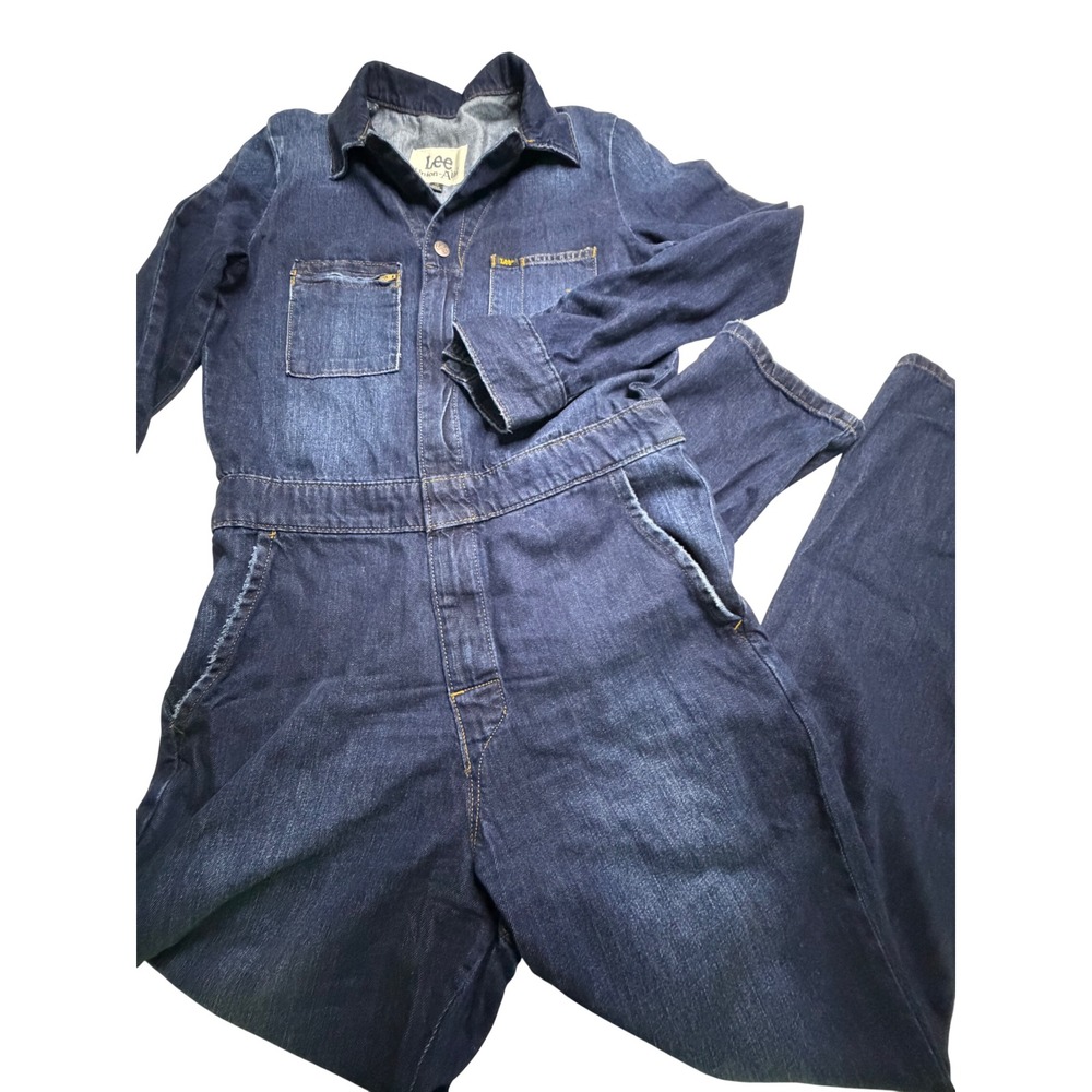 Lee Union-Alls Womens Dark Wash Denim Long Sleeve Jumpsuit Coveralls XS